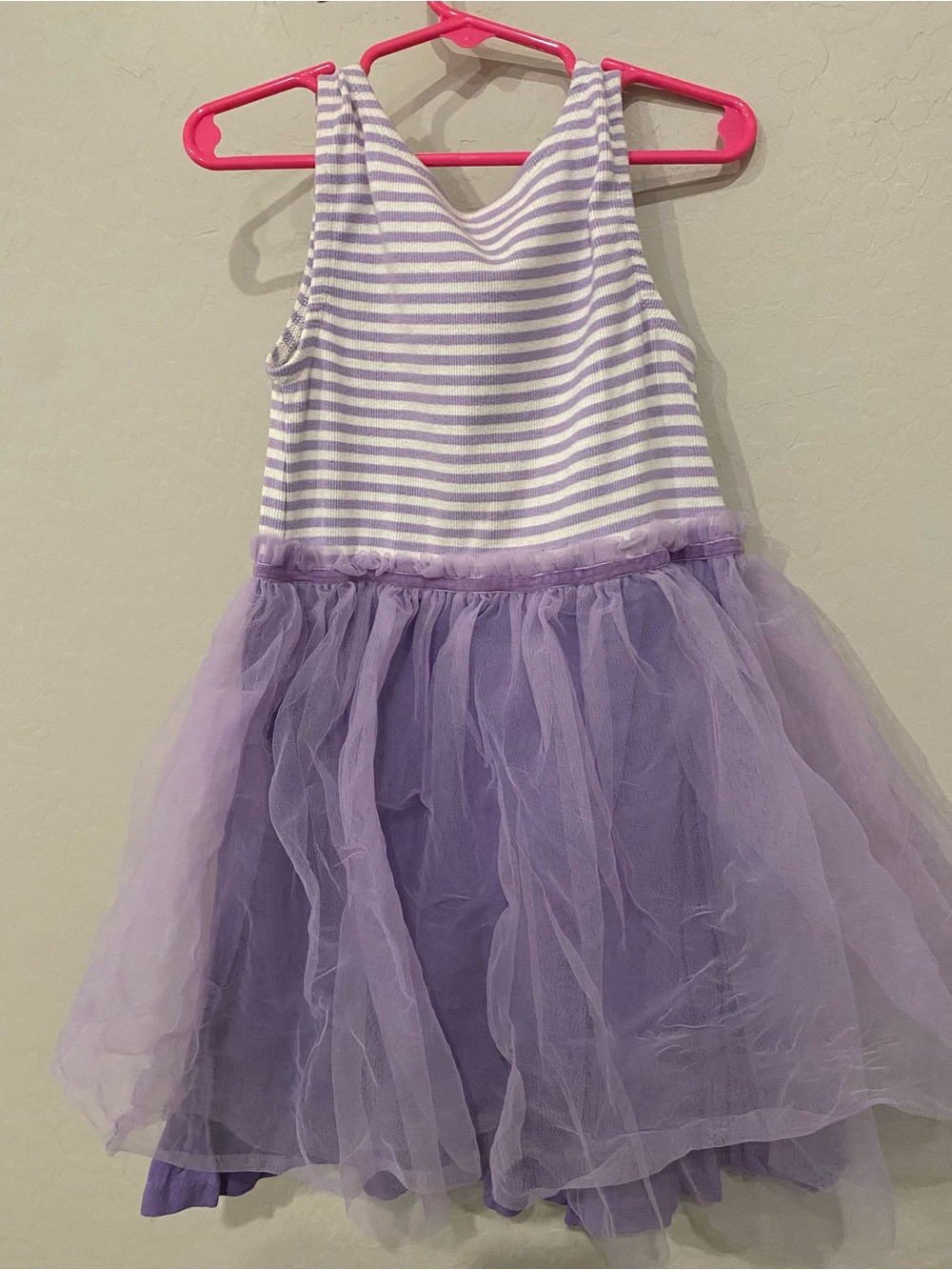 Mini Boden Lilac and White Striped Tulle Dress